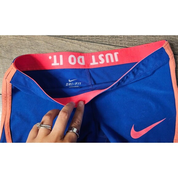 Nike Spandex Dri-Fit Shorts Blue and Pink Medium - Picture 2 of 5